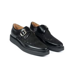 Black Monk Strap Shoes With Leather Sole For Fall, Classic Black Monk Strap Shoes For Fall, Black Monk Strap Shoes With Round Toe For Fall, Black Monk Strap Shoes With Leather Sole For Work, Black Leather Sole Monk Strap Shoes For Work, Black Slip-on Monk Strap Shoes For Fall, Black Monk Strap Shoes For Workwear In Fall, Black Monk Strap Shoes For Fall Workwear, Casual Black Monk Strap Shoes With Round Toe