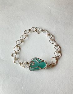 Aqua sea glass adjustable bracelet Sea Glass Bracelet, Handmade Chain, Women Birthday, Glass Bracelet, Bracelet Sterling Silver, Sea Glass Jewelry, Gift For Wife, Jewelry For Women, Glass Jewelry