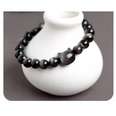 Women's Black Bracelet Color classification: the bead diameter is about 8mm, and the diameter of the beads is approximately 10mm. No identification certificate. Optimized treatment method: filling Black Bracelet, Black Bracelets, Bracelet, Beads, 10 Things, Black, Color