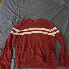 Never Worn American Eagle Sweater Casual Red Sweater With Ribbed Cuffs, Burgundy Cotton Sweater For Fall, Casual Burgundy Cotton Sweater, Casual Burgundy Crew Neck Sweater, Casual Red Sweater, American Eagle Sweater, Red Sweater, Sweaters Crewneck, Red Sweaters