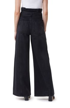 An extremely high waist is underscored with a D-ring belt in flowy cotton-and-lyocell denim jeans rendered in a washed-black finish. 33" inseam; 25 1/2" leg opening; 12 1/2" front rise Zip fly with three-button closure On-seam pockets; back patch pockets Removable belt 63% cotton, 37% lyocell Machine wash, tumble dry Imported High Waisted Wide Leg Pants, Ring Belt, Leg Belt, D Ring, Wide Leg Pants, Denim Jeans, High Waist, Wide Leg, Nordstrom