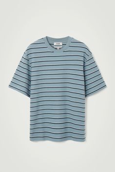 A striped tee is a must in any modern wardrobe. This one is crafted from pure cotton with a tactile bouclé texture and cut for a relaxed fit so it's breezy and comfortable for all-day wear. Wear it with jeans, shorts or pants – just about anything goes. Relaxed fit, 215gsmCrew neckShort sleeves 100% Cotton / Machine wash Back length of size M is 27.99" / Model wears a size M Casual Horizontal Stripe Pattern T-shirt For Everyday, Casual Striped T-shirt For Everyday, Everyday Horizontal Stripe Crew Neck T-shirt, Summer Vertical Stripes Relaxed Fit T-shirt, Modern Striped Short Sleeve Top, Relaxed Fit Crew Neck T-shirt With Horizontal Stripes, Modern Striped Tops With Relaxed Fit, Modern Striped Relaxed Fit Top, Striped T-shirt With Contrast Stripes And Relaxed Fit