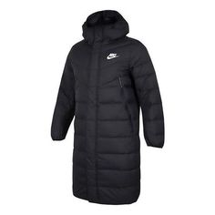 Nike hooded puffer long coat 'Black' DV0756-010 (Down/Men's/Zipper/Solid Color) Nike Hooded Puffer Jacket For Cold Weather, Black Windproof Sports Parka, Winter Sports Hooded Jacket With Zipper, Winter Sports Hooded Jacket With Zipper Closure, Urban Black Puffer Jacket For Winter Sports, Black Zipper Parka For Winter, Black Parka With Zipper Closure For Winter, Black Winter Parka With Zipper Closure, Black Windproof Down Outerwear