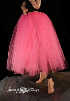 Floor length Adult tutu skirt Pink extra puffy by SistersOfTheMoon  $60 Fitted Tulle Tutu Dress For Bridesmaids, Fitted Tulle Tutu Bridesmaid Dress, Fitted Tulle Tutu Dress For Prom, Pink Stretch Tulle Tutu Dress, Pink Fitted Tulle Fabric For Prom, Spring Costume Party Tutu Dress With Tulle Skirt, Pink Tutu Dress For Wedding And Prom Season, Spring Ballet Tulle Petticoat, Pink Crinoline Petticoat For Party