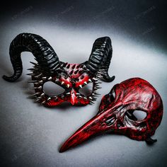 Step Into A Realm Of Mystique And Allure With Our Devil Horned Masquerade Mask Set, Designed To Captivate At Any Event With Its Striking And Bold Design. Perfect For Adding An Air Of Enchantment To Masquerade Balls, Music Festivals, Themed Parties, Or Halloween Events, These Masks Will Transform You Into A Figure Of Intrigue. Unique And Eye-Catching Design_this Exclusive Set Features Two Mesmerizing Masks: * A Men Mask With Sculpted Horns, Offering A Sleek, Bold Look For Those Seeking A Touch Of Red Horror Mask For Costume Party, Horror Red Masks And Prosthetics For Costume Party, Red Halloween Masks And Prosthetics For Costume Party, Red Halloween Costume Party Masks And Prosthetics, Red Halloween Costume Party Mask, Red Cosplay Mask For Carnival, Themed Red Costume Accessories For Masquerade, Novelty Red Masks And Prosthetics For Halloween, Red Masquerade Mask For Halloween Cosplay