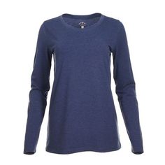 Blue Mountain Women's Long Sleeve Scoop T-Shirt Comfortable Casual Solid Tops, Casual Comfortable Tops, Comfortable Long Sleeve T-shirt For Everyday, Everyday Cotton Stretch Long Sleeve Top, Everyday Stretch Cotton Long Sleeve Top, Cotton Stretch Long Sleeve Top For Everyday, Comfortable Cotton Everyday Tops, Blue T-shirt For Everyday Fall Wear, Cozy Fit Basic Top For Loungewear