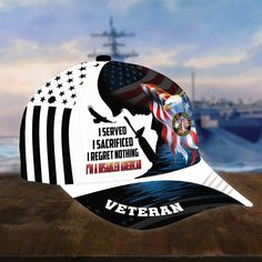 a hat with an image of a soldier and the words i served, i survived, i forgot nothing