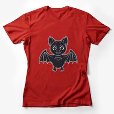 Cute Bat Graphic T-Shirt, Charming Cartoon Bat Design, Kids and Adults Casual Wear Female T-Shirt Custom graphic T-Shirt.Customize your color Red Cartoon Print Graphic Tee, Red Cartoon Print T-shirt With Short Sleeves, Red Cartoon Print Short Sleeve T-shirt, Red Graphic Print T-shirt For Halloween, Red Halloween T-shirt With Graphic Print, Red Short Sleeve T-shirt With Cartoon Print, Red Halloween Graphic T-shirt, Halloween Red Crew Neck T-shirt, Red Crew Neck Shirt With Cartoon Print