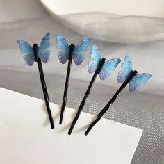 Butterfly Quince, Butterfly Hair Pins, Hogwarts Shifting, Soft Outfits, Hair Clips Cute, Blue Hair Accessories, Mini Butterfly, Butterfly Costume, Luxurious Hair