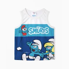 Smurf it up with this officially licensed Smurfs toddler vest. Perfect for any occasion, this vest features color blocking with letters and fun patterns, making it a must-have addition to your little one's wardrobe.
* Product features: Color blocking, letter design, fun patterns. 
* Fabric characteristics: Soft, comfortable. 
* Piece of product: 1 tank top. 
* Neckline: Round neck. 
* Sleeves: Sleeveless.
* Style: Casual. 
* Fit: Regular. 
* Length: Regular. Toddler Vest, Top Neckline, The Smurfs, Patterns Fabric, Toddler Tops, Fun Patterns, Letter Design, Print Tank Top, Casual Fit