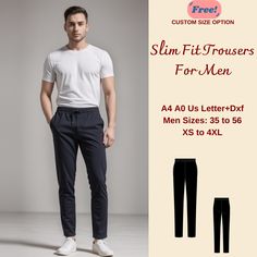 Men's Slim Fit Pants Sewing Pattern, Men's Pants Pattern, Men's Summer Pants, Pants Trousers PDF Sewing, Men Size: 35 to 56 XS-4XL: Standard Sizes ;35, 36,37, 38,39, 40,42,44,46, 50, 52, 56 These patterns are suitable for A0- A4, and US Letter size papers. As soon as your payment is processed, you will automatically receive download links for the pattern files. *PLEASE NOTE that you will only be able to download the files from a computer; they will not work on a phone or iPad.* This is a digital Men Pants Pattern Trousers, Men Pants Pattern, Mens Summer Pants, Sewing Men, Elastic Waist Trousers, Slim Fit Pants Men, Pants Sewing, Pants Sewing Pattern, Formal Pants