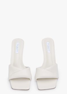 Meet the off-white Alexa mule. The staple stiletto with a twist that your wardrobe needs. Made with a buttery soft leather upper, all new leather lining and finished with an essential padded sole. They're classic enough for work, fun enough for after-work-drinks. - Material: ALL NEW leather upper and lining - Toe-shape: Square toe shape - Pattern: Twisted leather strap - Fit: Runs true to size - Heel Height: 6.5cm Shop Heels, Thigh High Boots Flat, Work Fun, Embellished Heels, Wardrobe Needs, Heels Online, Metallic Shoes, Bridal Heels, Tony Bianco