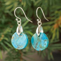 Handmade Turquoise Dangle Earrings Meteorite Necklace, Jewelry By Johan, Turquoise Dangle Earrings, Turquoise Earrings Dangle, Diamond Fashion Rings, Stud Jewelry, Bleu Turquoise, Bead Charm Bracelet, Birthstone Earring