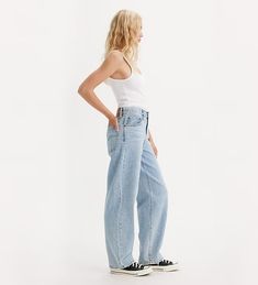 Baggy Dad Women's Jeans - Light Wash | Levi's® US Levi’s Baggy Jeans, Baggy Levis Outfit, Levi’s Baggy Dad Jeans Outfit, Baggy Dad Jeans Outfit, Levis Baggy Dad Jeans, Levis Baggy Dad, Dad Jeans Outfit, Light Wash Baggy Jeans, Baggie Jeans Outfit