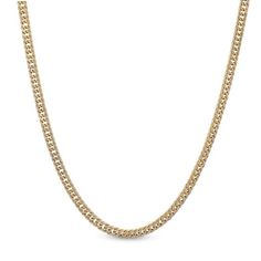 A sophisticated update to a timeless look, this diamond-cut Cuban curb chain necklace from the Made in Italy Collection is sure to become his favorite go-to accessory. Crafted in 10K two-toned gold This 3.0mm-wide design showcases classic curb links in yellow gold shimmering with diamond-cut white gold details. Great worn solo or styled with other chains, necklaces and pendants This 20.0-inch necklace secures with a lobster claw clasp. Classic Oval Link Curb Chain Necklace, Classic Cuban Link Necklace, Tarnish Resistant, Classic Cuban Link Curb Chain, Classic Wheat Chain Link Necklace, Classic 14k Gold Cuban Link Necklace With Oval Links, Classic Necklace With Curb Chain And Oval Link, Classic Curb Chain Necklace With Oval Links, Classic 14k Gold Oval Link Cuban Necklace, Classic Wheat Chain Necklace