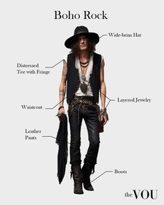 Punk Rock Outfits Men 80s, Rock N Roll Fashion Man, Rock N Roll Style For Men, Mens Rockstar Style, Man Rock Style, Bohemian Rock Style Outfit, 80s Rock N Roll Outfits, Cowboy Rocker Style, Rock Men Outfit