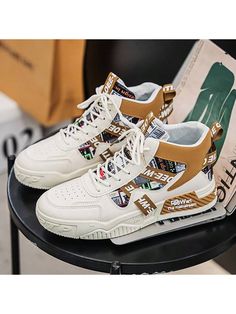 Casual Men's Shoes Skateboard Shoes Men In The Help Of All Fashion Men's Shoes Beige    PU Leather Geometric    Men Shoes, size features are:Bust: ,Length: ,Sleeve Length: Shoe Designs, New Shoe, Modern Shoes, Cute Sneakers, Sneakers Mode, Own Style, Mens Fashion Shoes, Beige Color, New Shoes