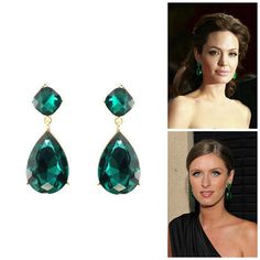 Emerald Earrings Angelina Jolie Emerald Green Inspired Style Angelina Jolie Emerald Earrings, Angelina Jolie Emerald, Celebrity Style Jewelry, Oscar Jewelry, Earrings Outfit, Emerald Green Earrings, Celebrity Jewelry, Stud Style, Bold Jewelry