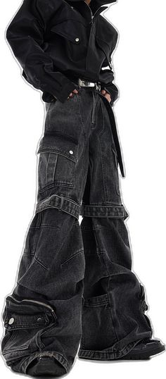 Black Relaxed Fit Jeans With Pockets, Casual Black Full-length Jeans, Black Relaxed Fit Urban Jeans, Black Fitted Cargo Jeans, Oversized Urban Black Bottoms, Fitted Black Cargo Jeans With Pockets, Black Full-length Winter Jeans, Black Full Length Denim Jeans, Black Full-length Jeans For Winter