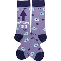 "These colorful socks feature woven designs with coordinating \"Awesome Gigi\" sentiment.  FEATURES:     ✅ Dimensions: One Size Fits Most  ✅ Material: Cotton, Nylon, Spandex" Playful Fitted Cotton Socks, Fun Cotton Socks For Gifts, Trendy Purple Cotton Socks, Casual Purple Socks For Gift, Casual Purple Socks For Gifts, Casual Purple Socks As Gift, Handmade Socks, Old World Christmas, Colorful Socks