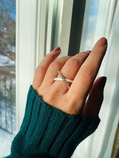 "The \"X\" Criss Cross Diamond Ring is one of my favorite rings to make a statement with. Crafted in 14k solid Yellow/White gold with Natural Diamonds. The Natural White Agate makes this ring so unique, my favorite part about this ring is the cross over, it looks like you wore the galaxy on your finger. Pave diamonds cross your finger in a sleek style that is bound to make an impression. Wear it solo or stack it with other Swari Jewelry designs! DETAILS: SR181-SR182 Material: 14k solid yellow/wh Cross Engagement Ring, Cross Diamond Ring, Criss Cross Engagement Ring, Dainty Ruby Ring, Ruby Heart Ring, Rings To Make, Leaf Wedding Band, Gold Knot Ring, Clover Ring