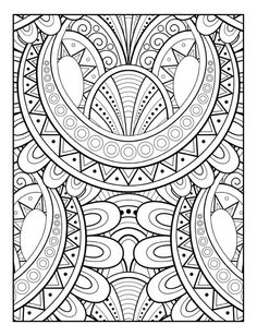 an intricate coloring page with black and white designs on the front, side and back