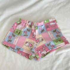 Hello Kitty Fleece Shorts - Etsy Cute Cotton Pajama Shorts With Elastic Waistband, Cute Fitted Shorts With Elastic Waistband, Cute Cotton Pajama Shorts, Cute Pajama Shorts For Sleepover, Playful Fitted Shorts For Loungewear, Cute Shorts With Elastic Waistband For Loungewear, Cute Pink Pajama Shorts, Cute Hello Kitty Print Bottoms, Cute Bottoms With Elastic Waistband