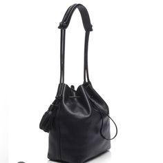 Vince Camuto Women's Black Shoulder Bag - Lorin Drawstring Bucket Elegant Black Bag With Long Strap, Elegant Leather Hobo Bag With Long Strap, Vince Camuto Bag, Black Shoulder Bag, Vince Camuto, Shoulder Bags, Bag Lady, Shoulder Bag, Women Shopping