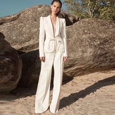 White Pantsuit, Evening Suit, High Waisted Flare Pants, White Wide Leg Pants, Dress For, Wide Leg Pant Suit, Mid Waist Pants, Suit White, Lace Blazer