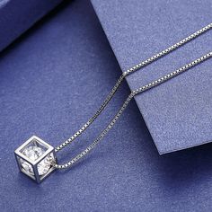 Sphere In Cube Geometric Pendant Necklace with Cubic Zirconia Gemstone 925 Sterling Silver - Mounteen Cube Pendant, Geometric Pendant Necklace, Cube Necklace, Cube Design, Wedding Party Jewelry, Geometric Pendant, Sterling Silver Necklace Pendants, Elegant Necklaces, Mua Sắm