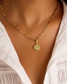 The Anchor Coin Parker Charm is the perfect way to add a unique and personal touch to your necklace. Crafted with a simple hinge closure, this anchor charm quickly and securely attaches to your favorite chain. Anchor Coin Parker Charm in 18k Gold, Women's by gorjana Earrings Stacking, Anchor Charm, Gold Coin Necklace, Back Necklace, The Anchor, Coin Ring, 14k Gold Necklace, Mix Style, Gold Necklaces