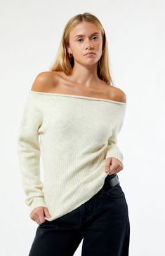 Rhythm Chloe Knit Sweater | PacSun Comfy Sweater With Ribbed Neckline, Winter Ribbed Neutral Sweater, Brown Cotton Ribbed Sweater, Striped Pacsun Sweater, Cotton Half-zip Sweater With Ribbed Cuffs, My Shopping List, Pacsun, Chloe, Knitted Sweaters