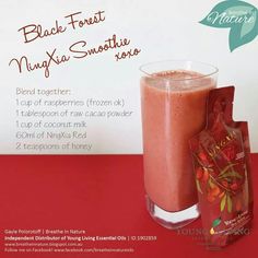 Young Living Essential Oils: Black Forest NingXia Smoothie Recipe | For more information, come visit: www.TheSavvyOiler.com Red Smoothie Recipes, Esential Oils