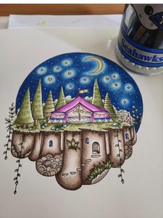 a drawing of a castle in the sky