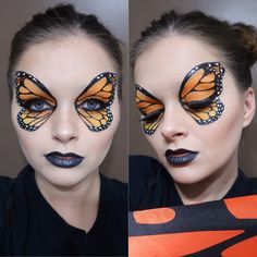 Skeleton Butterfly Makeup, Make Up Mariposa, Butterfly Face Makeup, Butterfly Makeup Halloween, Butterfly Halloween Makeup, Butterfly Makeup Look, Butterfly Eye Makeup, Channel Makeup