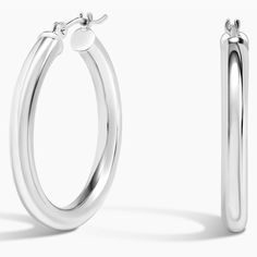 3mm Small Perfect Hoop Ears - 14K White Gold. Our favorite dress-up-or-down style. As lightweight as can be, these tube hoop earrings are perfect for elevated everyday wear and easily stacked. Small: 25mm tall, 3mm wide. Tube Hoop Earrings, Brilliant Earth, Accessories Jewelry Earrings, Favorite Dress, Jewelry Accessories, Everyday Wear, Jewelry Earrings, Hoop Earrings, White Gold