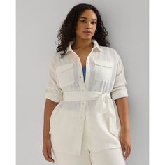 Inspired by traditional utilitarian style this lightweight linen shirt features a buttoned placket buttoned patch pockets and a waist-defining self-belt. Utilitarian Style, Belts For Women, Linen Shirt, Classic Style, Shirt Blouses, Ralph Lauren, Relaxed Fit, Clothes For Women, Clothes