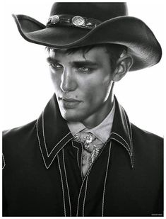 Sebastian Sauve + More Channel Cowboy Styles for August Man Shoot Cowboy Portrait, Western Shoot, Cowboy Fashion, Midnight Cowboy, Cowboy Aesthetic, Cowboys Men, Urban Cowboy, Men Photoshoot