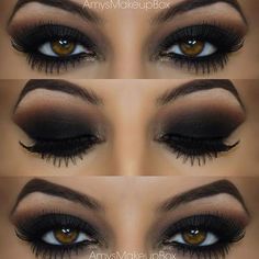 This look is the dark seductive smokey eye, I try these colours for my everyday look. Let me tell you it works! Brings your beautiful eyes to the point that you're satisfied. This is my ideal. Makeup Cantik, Mekap Mata, Makeup Tip, Black Smokey Eye, Black Smokey, Smokey Eye Makeup Tutorial, Smokey Eye For Brown Eyes, Smink Inspiration, Makijaż Smokey Eye