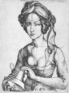 a drawing of a woman holding a bell