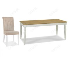 a white table and two chairs next to each other on a white background with a light colored wood top