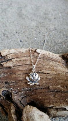 Sterling Lotus Necklace Lotus Flower Silver Necklace by JadedSLO Sterling Silver Spiritual Necklace With Flower Charm, Spiritual Sterling Silver Necklace With Flower Charm, Delicate Silver Necklace For Meditation, Sterling Silver Necklace For Meditation, Silver Minimalist Flower Shaped Necklace, Minimalist Silver Flower Necklace, Sterling Silver Lotus Flower Jewelry For Gifts, Sterling Silver Lotus Flower Jewelry In Silver, Sterling Silver Jewelry With Lotus Flower Shape