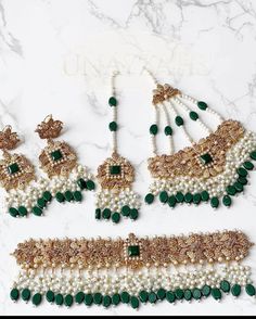 High quality full bridal set Elegant Green Lehenga With Stone Work, Elegant Kundan Sets For Marriage, Party Sets With Stone Work In Green, Green Wedding Sets With Hand Set Details, Elegant Hand Set Lehenga For Wedding, White Sets With Stone Work For Marriage, Jewellery Sets, Pakistani Bridal, Bridal Set