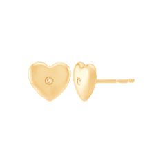 An adorable pair of earrings that are great for all ages. These small stud hearts include a round-cut diamond accent in the center and are crafted in 10K yellow gold. They make the perfect gift for that special person you love. Size: one size.  Gender: female.  Age Group: adult. 14k Yellow Gold Earrings For Mother's Day, Yellow Gold 14k Earrings For Mother's Day, Mother's Day 14k Yellow Gold Earrings, Yellow Gold Heart Earrings With Diamond Accents As Gift, 14k Gold Diamond Earrings With Accents For Valentine's Day, Yellow Gold Diamond Heart Earrings Gift, Diamond Heart Earrings In Yellow Gold, 14k Yellow Gold Round Heart Earrings, Yellow Gold Diamond Heart Earrings For Anniversary