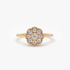 Made to Order
Gold Kt: 14K (also available in 18K)
Available Gold Color: Rose Gold, Yellow Gold, White Gold
Round Diamond: 8 pcs 2.0 MM
Round Diamond: 1 pc 2.5 MM
Total CTW: 0.39 Ctw
Diamond Color-Clarity: G Color SI Clarity Heirloom 14k Rose Gold Diamond Ring In Yellow Gold, Classic Round Flower Ring In 14k Gold, Classic 14k Gold Round Flower Ring, Classic 14k Gold Flower Ring With Round Cut, Classic 14k Gold Flower Ring, Rose Gold 14k Gold Halo Ring, Heirloom Style Rose Gold Cluster Ring, Gold 14k Rose Gold Diamond Ring With Center Stone, 14k Rose Gold Cluster Ring With Halo