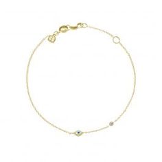 Mini Gold Enamel Evil Eye Bracelet with Bezel-Set Diamond - Bracelets - Jewelry  - Sydney Evan 14k Gold Round Evil Eye Bracelets, Yellow Gold Round Evil Eye Bracelet, 14k Yellow Gold Evil Eye Bracelet, 14k Yellow Gold Round Evil Eye Bracelet, Yellow Gold Evil Eye Bracelet, Mini Gold, Sydney Evan, Bezel Set Diamond, Eye Bracelet