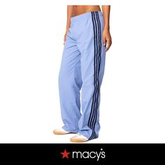 in stock Sporty Spring Pants, Blue Full-length Parachute Pants, Blue Athleisure Pants With Elastic Side Panels, Blue Athleisure Sweatpants With Three Stripes, Full Length Athleisure Pants With Three Stripes, Sporty Blue Pants With Elastic Side Panels, Blue Full-length Sports Pants, Athleisure Full-length Bottoms With Three Stripes, Athleisure Full Length Bottoms With Three Stripes