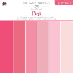 the paper boutique - shades of pink collection card, 34 sheets / pkg