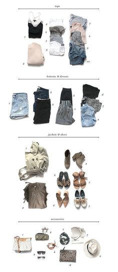 an image of clothes and shoes that are labeled in the same language, as well as pictures