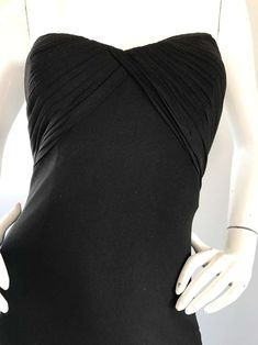 For Sale on 1stDibs - Classic vintage 90s VICKY TIEL COUTURE black silk mesh strapless mermaid gown / maxi dress! Features signature Tiel pleating detail at the bust. Great 1950s Style, Maxi Gown Dress, Strapless Gown, Mermaid Gown, 1950s Fashion, Classic Vintage, Black Silk, Vintage 90s, Vintage Black